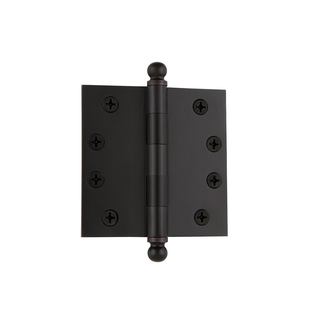 4" Ball Tip Heavy Duty Hinge with Square Corners in Timeless Bronze