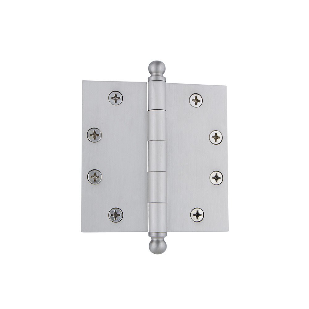 4 1/2" Ball Tip Heavy Duty Hinge with Square Corners in Satin Nickel