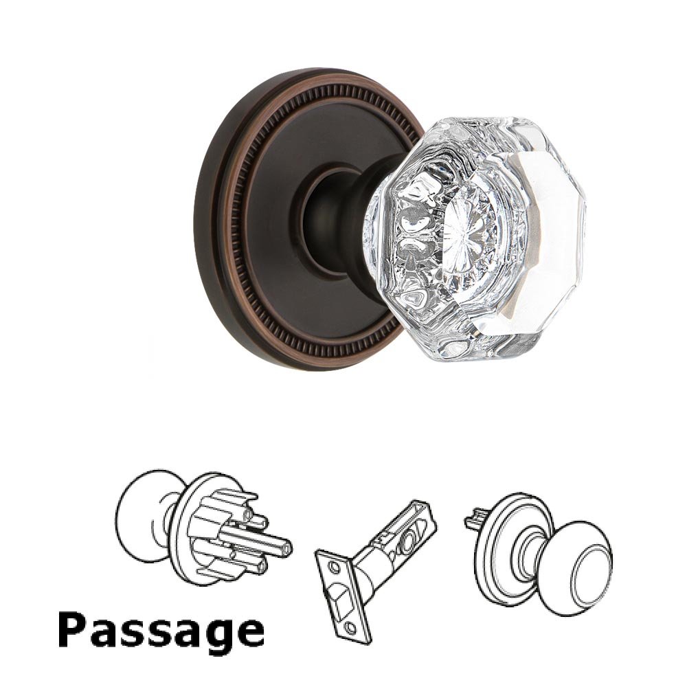 Soleil Rosette Passage with Chambord Crystal Knob in Timeless Bronze