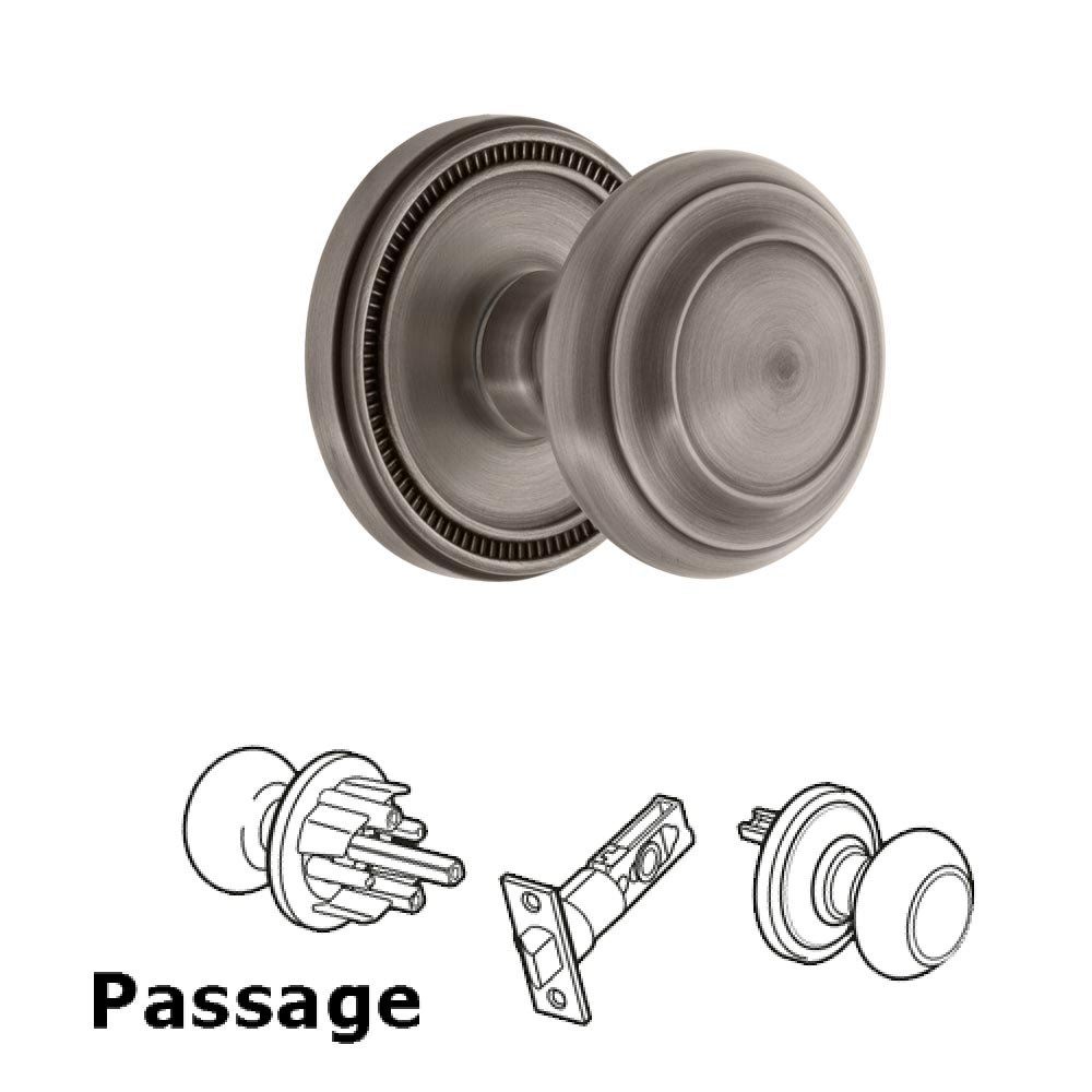 Soleil Rosette Passage with Circulaire Knob in Antique Pewter