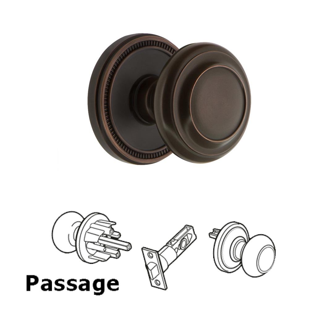 Soleil Rosette Passage with Circulaire Knob in Timeless Bronze