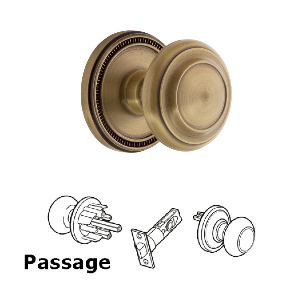 Soleil Rosette Passage with Circulaire Knob in Vintage Brass