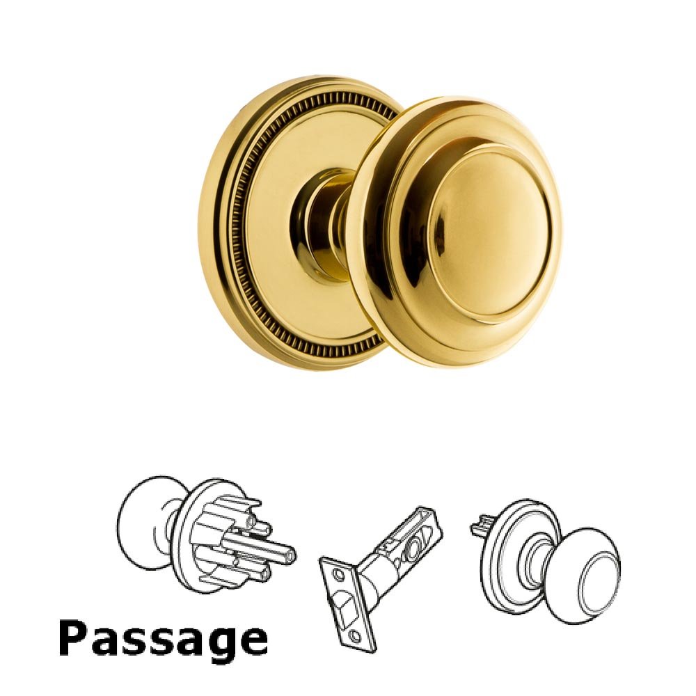 Soleil Rosette Passage with Circulaire Knob in Lifetime Brass