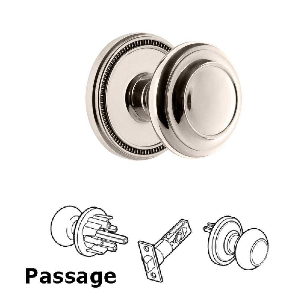 Soleil Rosette Passage with Circulaire Knob in Polished Nickel