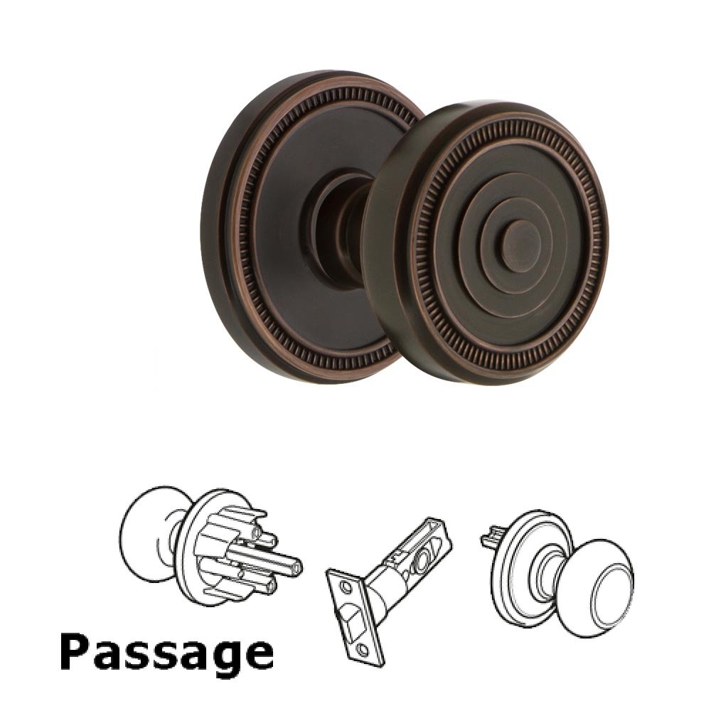 Soleil Rosette Passage with Soleil Knob in Timeless Bronze