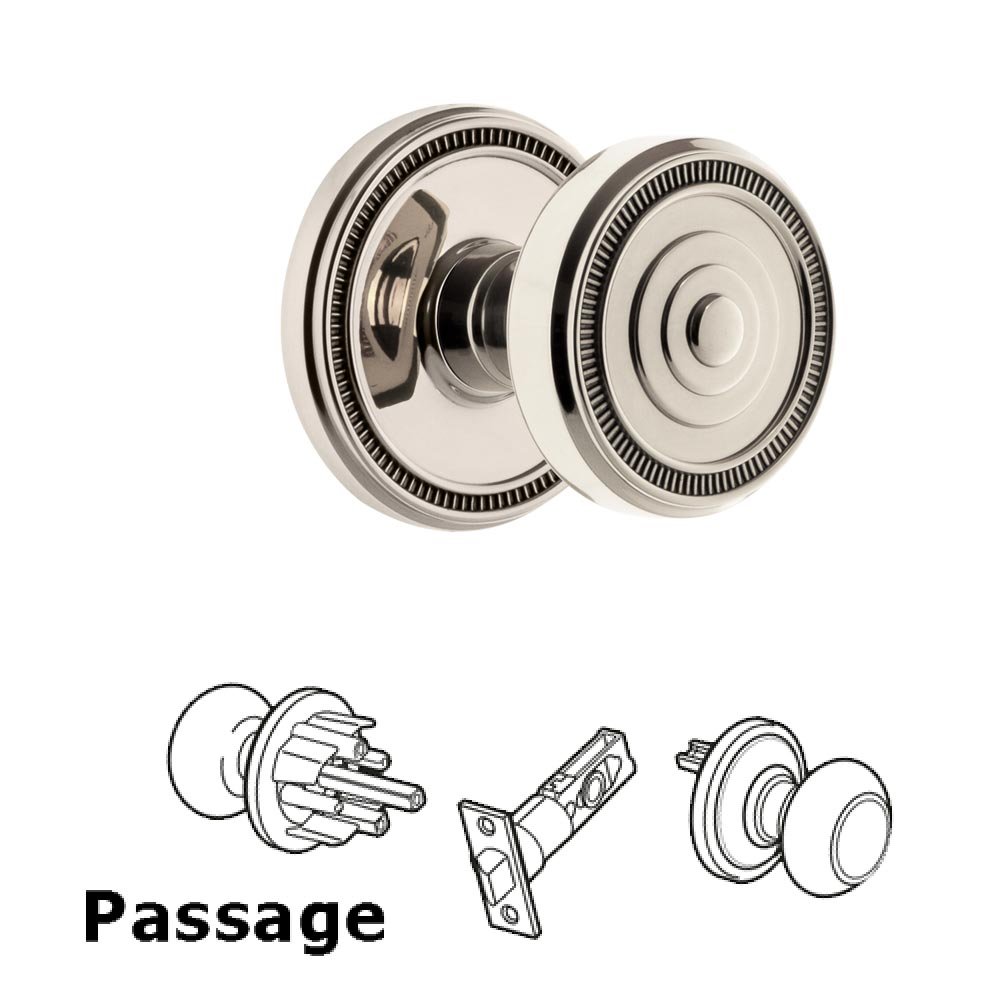 Soleil Rosette Passage with Soleil Knob in Polished Nickel