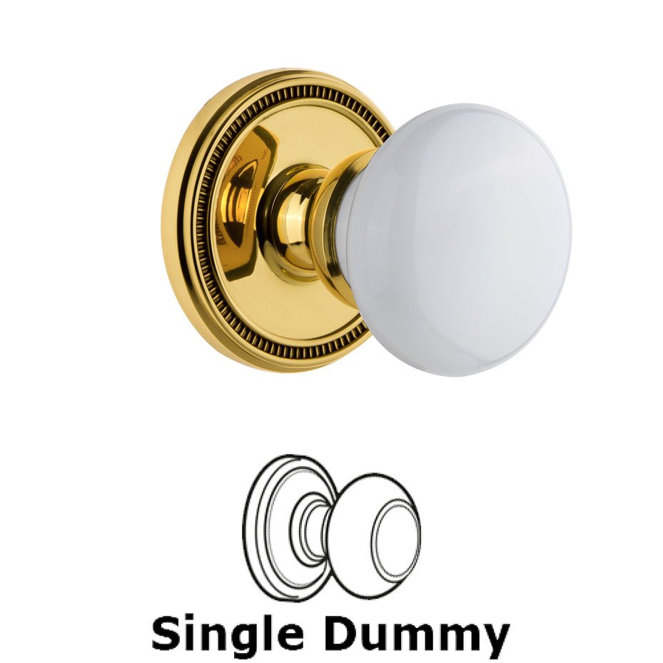Soleil Rosette Dummy with Hyde Park White Porcelain Knob in Polished Brass