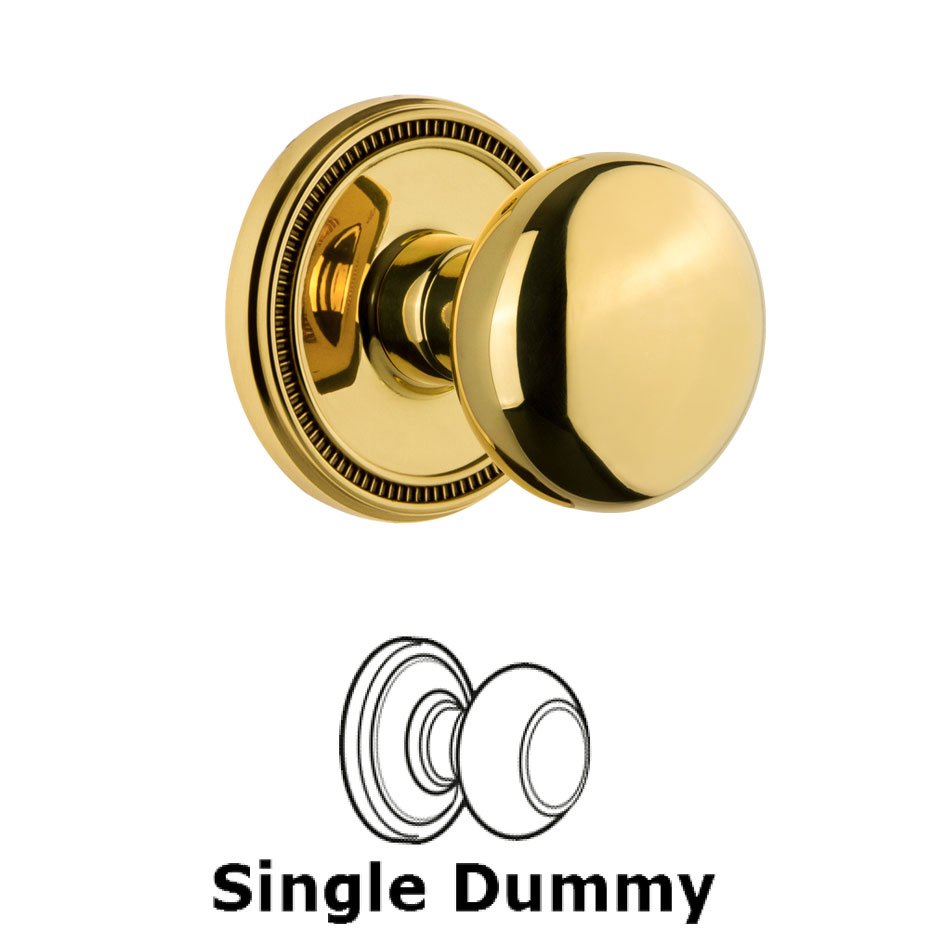 Soleil Rosette Dummy with Fifth Avenue Knob in Polished Brass