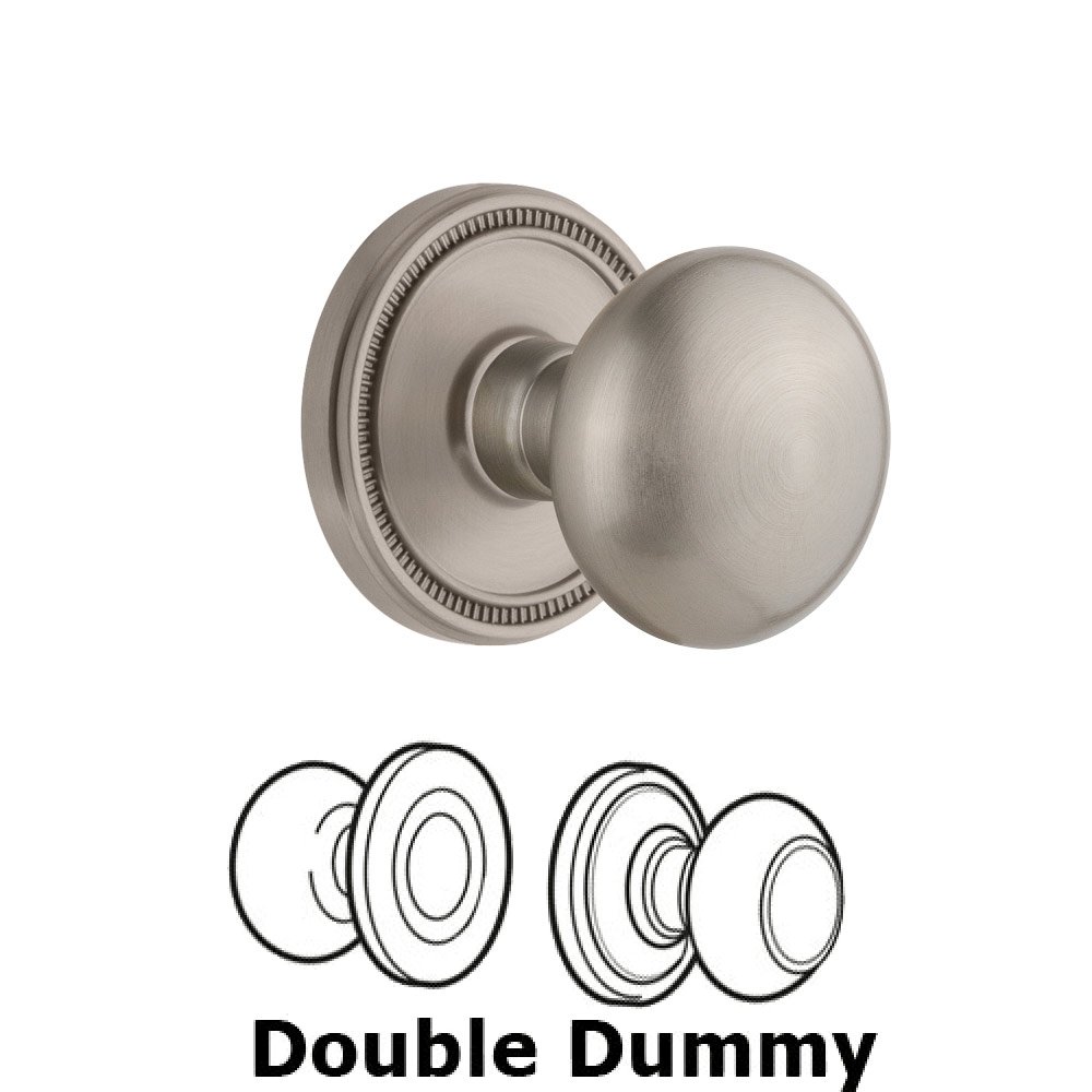 Soleil Rosette Double Dummy with Fifth Avenue Knob in Satin Nickel
