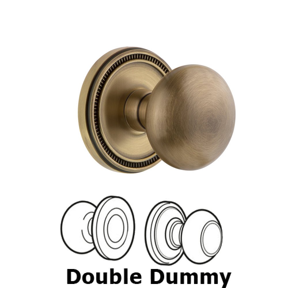 Soleil Rosette Double Dummy with Fifth Avenue Knob in Vintage Brass