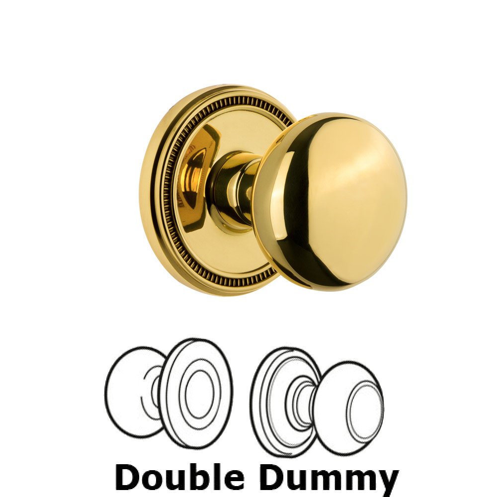 Soleil Rosette Double Dummy with Fifth Avenue Knob in Lifetime Brass