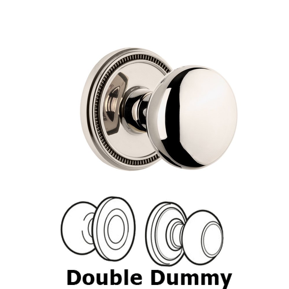 Soleil Rosette Double Dummy with Fifth Avenue Knob in Polished Nickel