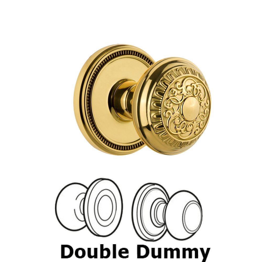 Soleil Rosette Double Dummy with Windsor Knob in Polished Brass
