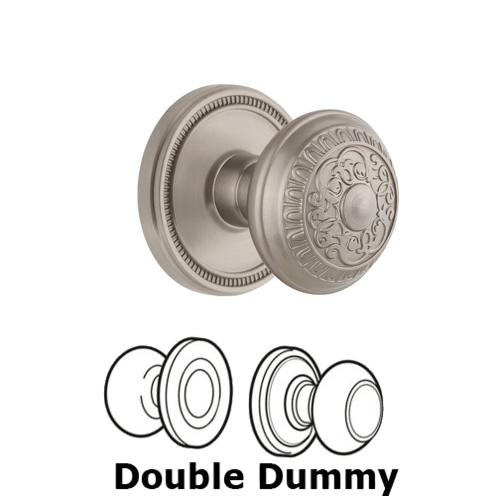 Soleil Rosette Double Dummy with Windsor Knob in Satin Nickel