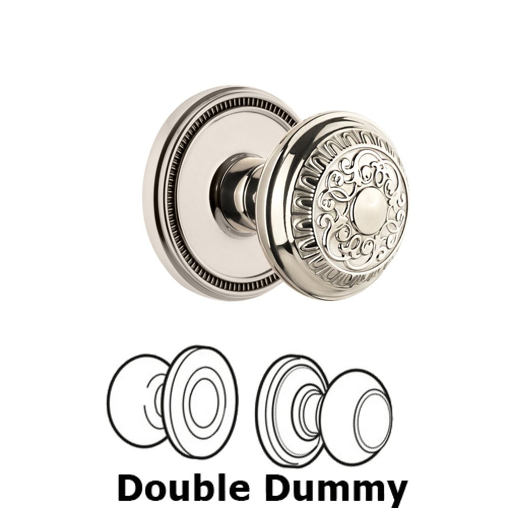 Soleil Rosette Double Dummy with Windsor Knob in Polished Nickel