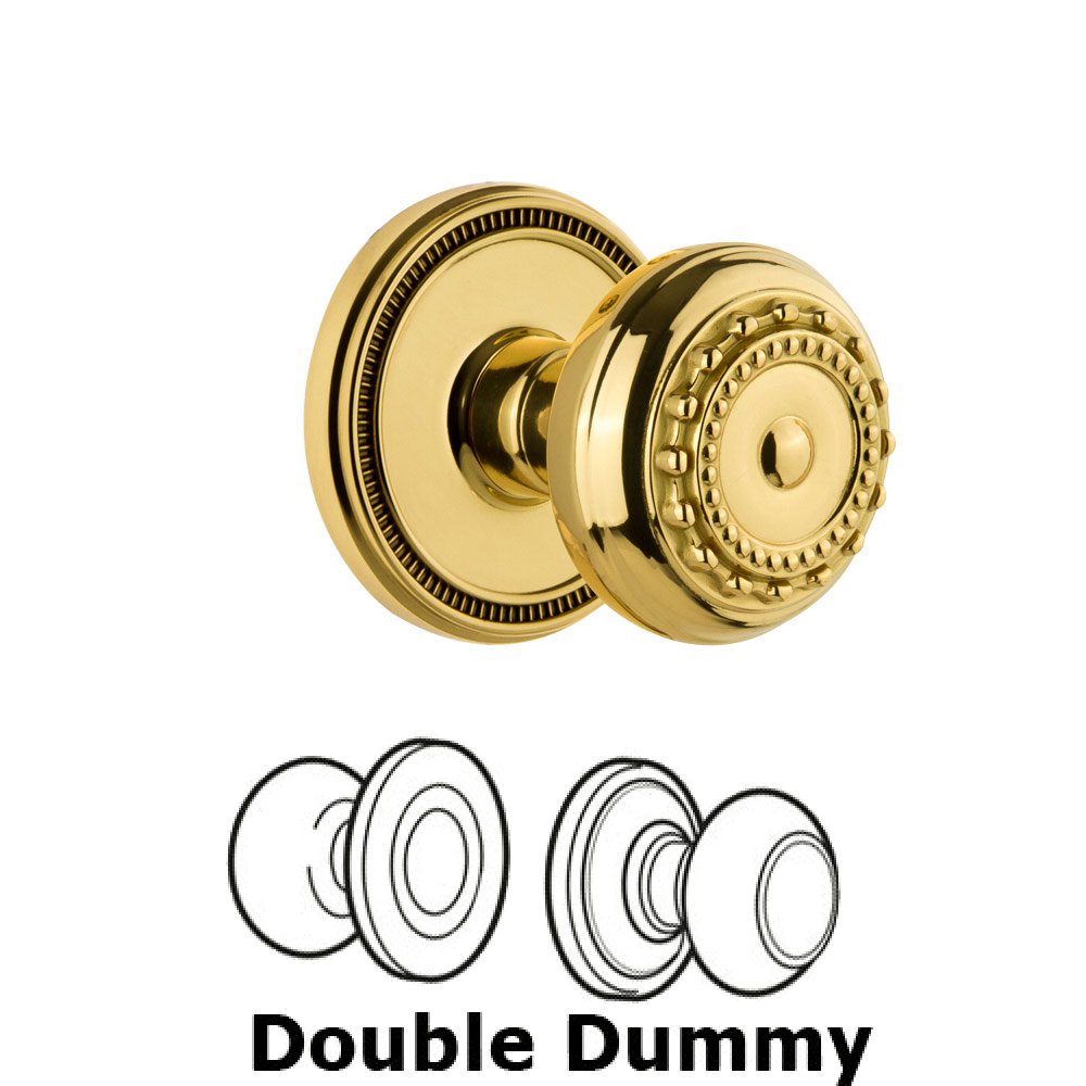 Soleil Rosette Double Dummy with Parthenon Knob in Polished Brass