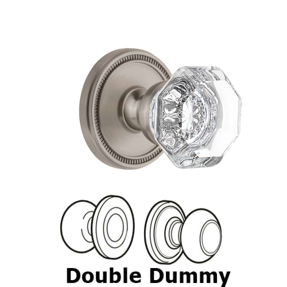 Soleil Rosette Double Dummy with Chambord Crystal Knob in Satin Nickel