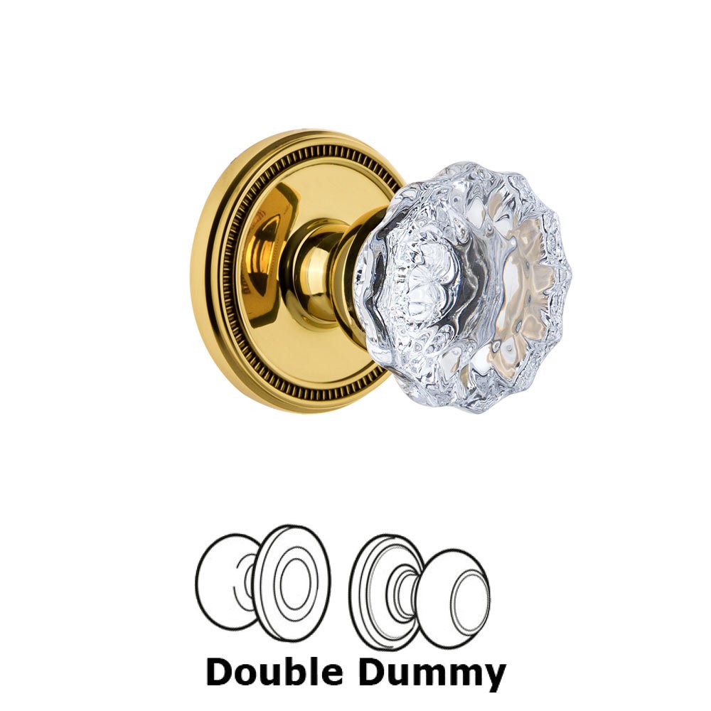 Soleil Rosette Double Dummy with Fontainebleau Crystal Knob in Polished Brass