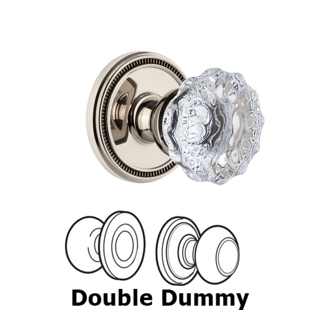 Soleil Rosette Double Dummy with Fontainebleau Crystal Knob in Polished Nickel