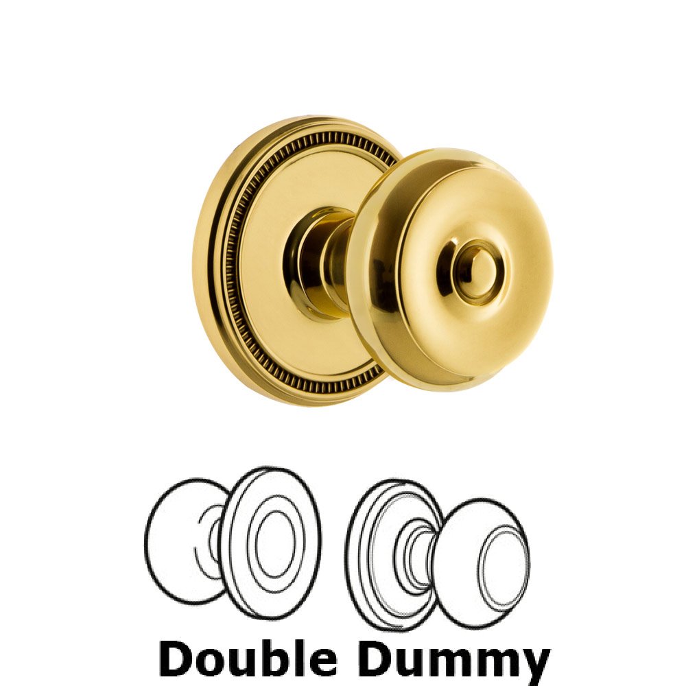 Soleil Rosette Double Dummy with Bouton Knob in Polished Brass