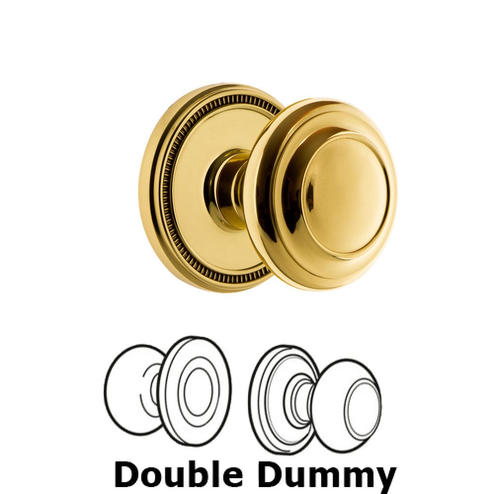 Soleil Rosette Double Dummy with Circulaire Knob in Polished Brass