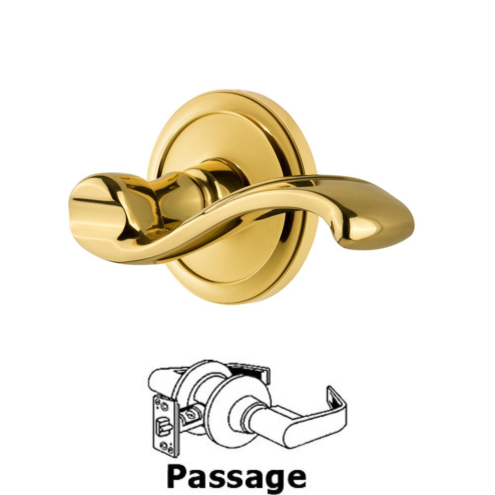 Passage Circulaire Rosette with Portofino Left Handed Lever in Lifetime Brass