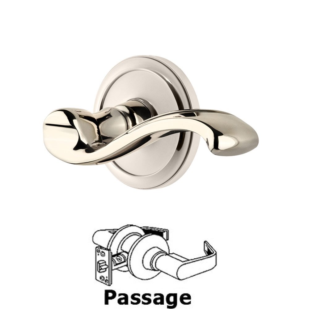 Passage Circulaire Rosette with Portofino Left Handed Lever in Polished Nickel