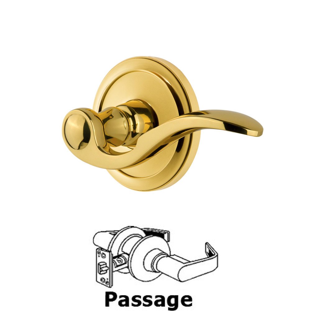 Passage Circulaire Rosette with Bellagio Left Handed Lever in Polished Brass