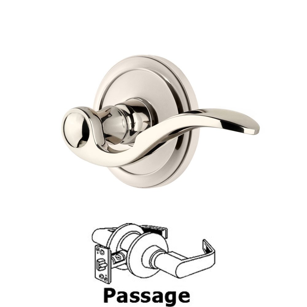 Passage Circulaire Rosette with Bellagio Left Handed Lever in Polished Nickel