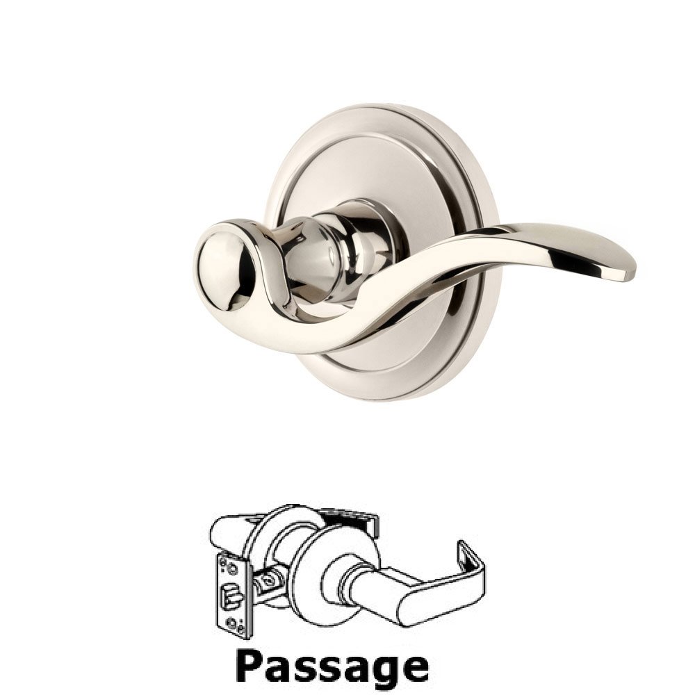 Passage Circulaire Rosette with Bellagio Right Handed Lever in Polished Nickel