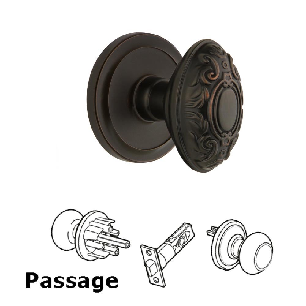 Grandeur Circulaire Rosette Passage with Grande Victorian Knob in Timeless Bronze
