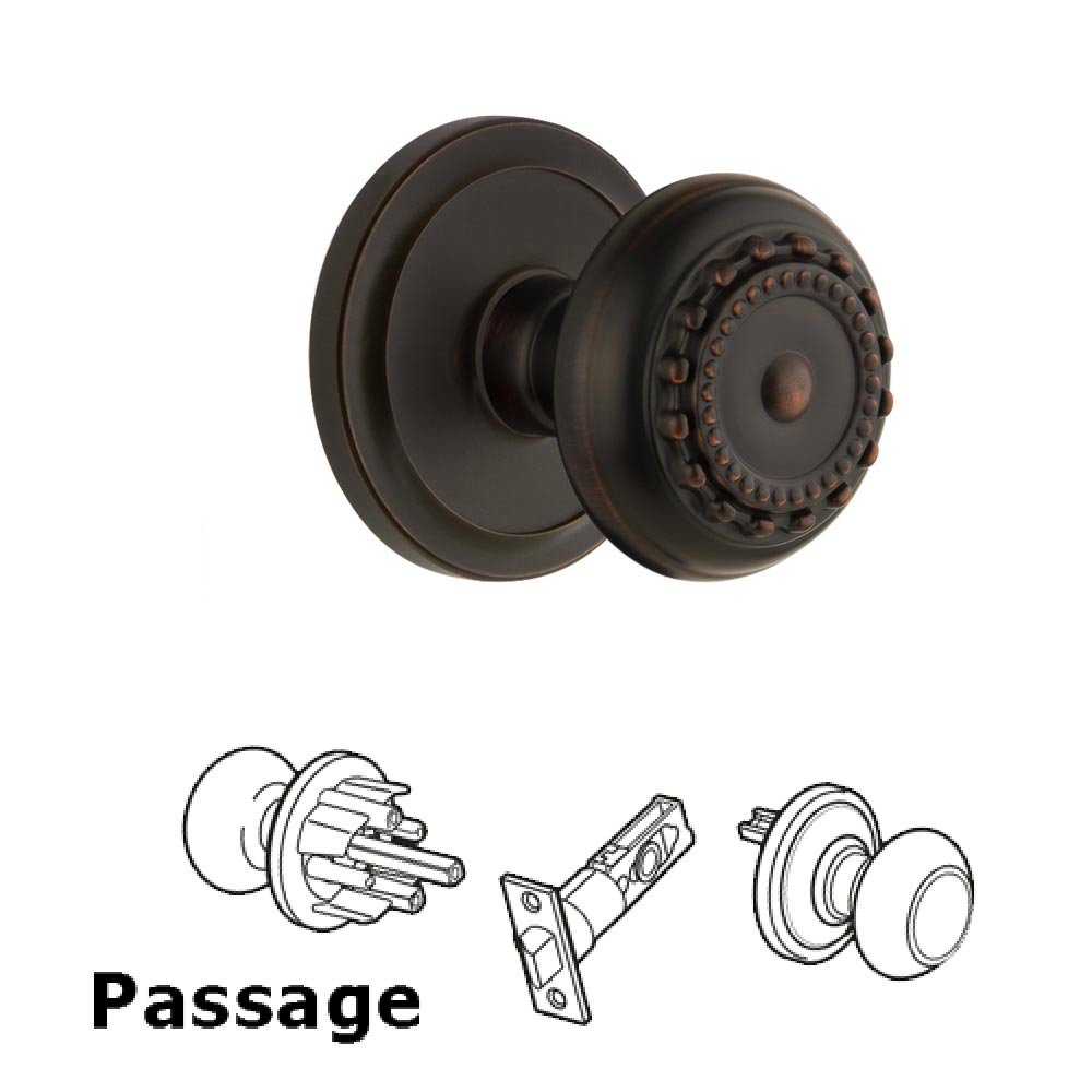 Grandeur Circulaire Rosette Passage with Parthenon Knob in Timeless Bronze