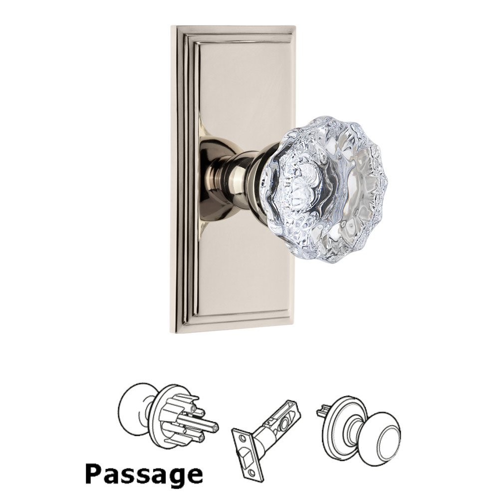 Grandeur Circulaire Rosette Passage with Fontainebleau Crystal Knob in Polished Nickel