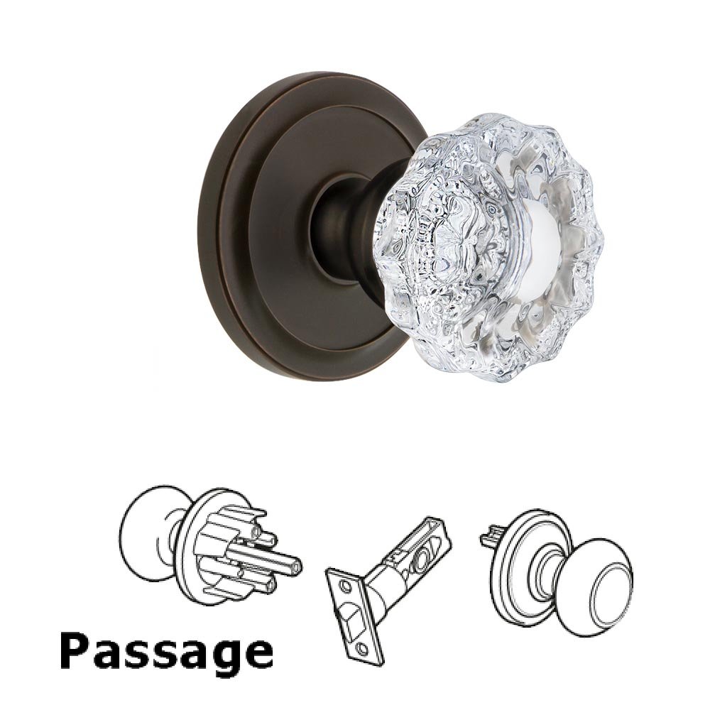 Grandeur Circulaire Rosette Passage with Versailles Crystal Knob in Timeless Bronze