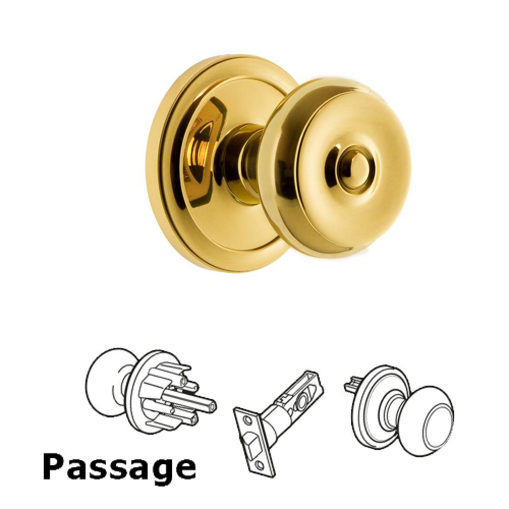Grandeur Circulaire Rosette Passage with Bouton Knob in Polished Brass