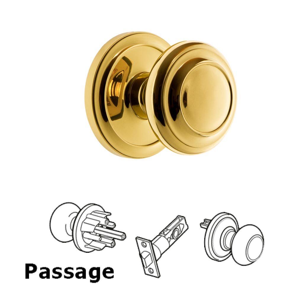 Grandeur Circulaire Rosette Passage with Circulaire Knob in Lifetime Brass