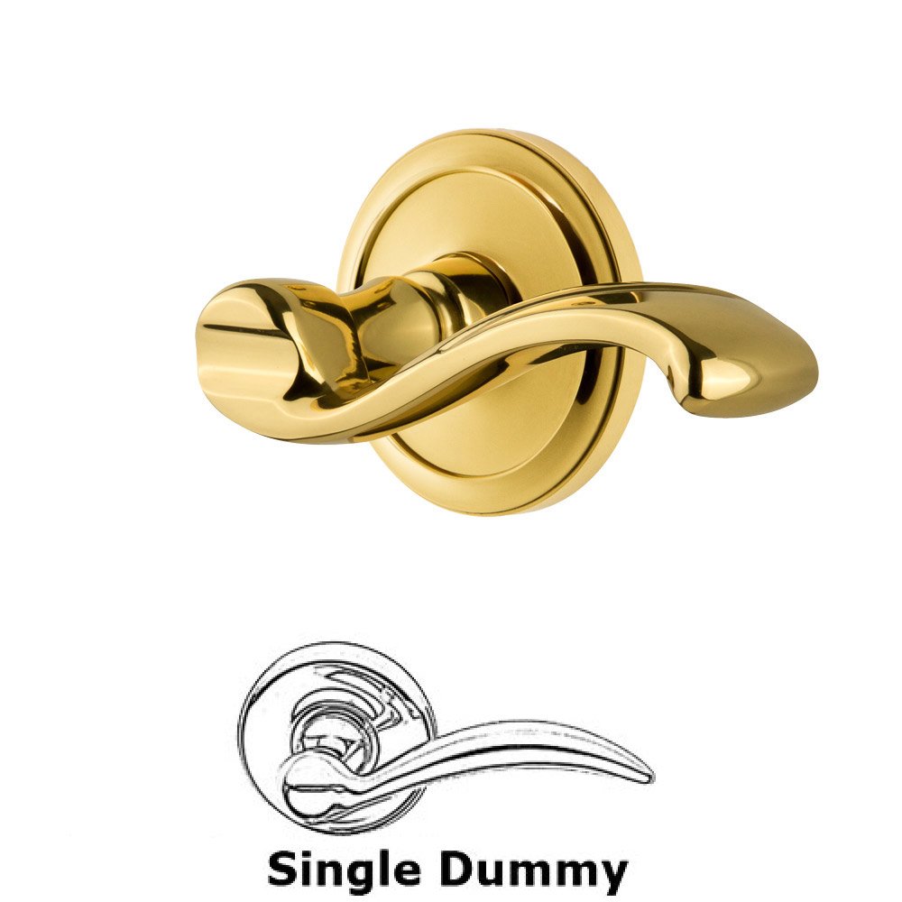 Single Dummy Circulaire Rosette with Portofino Right Handed Lever in Polished Brass