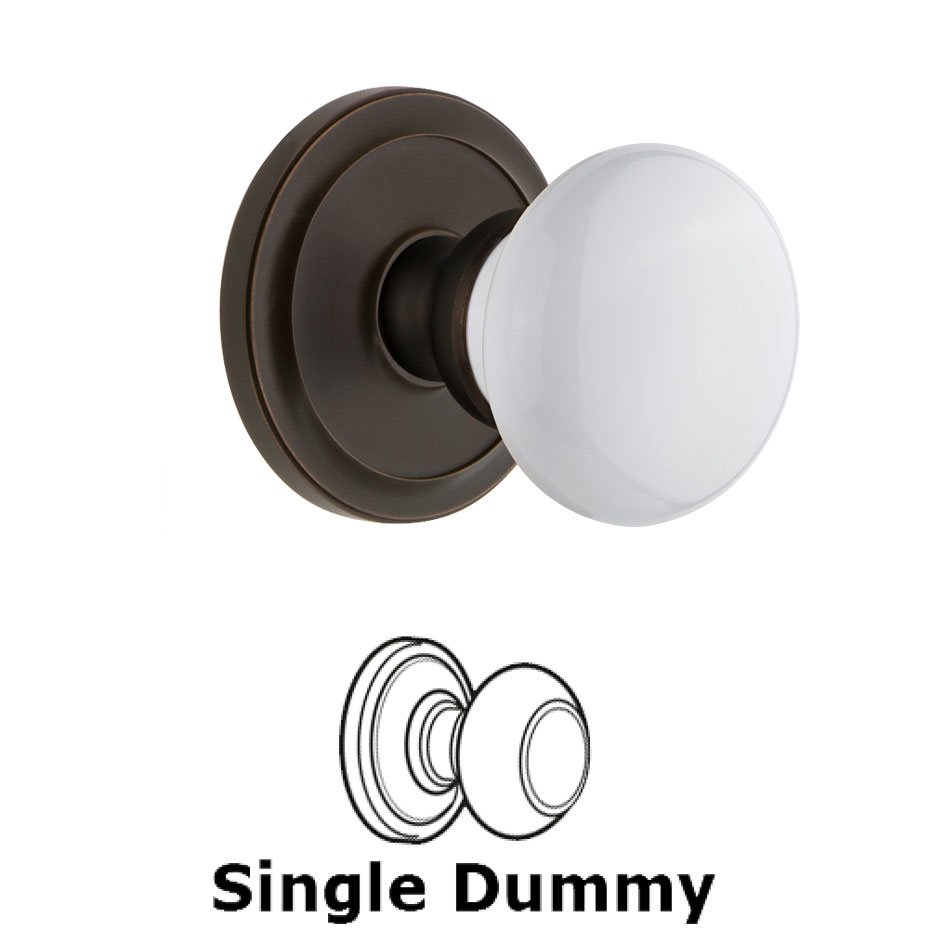Circulaire Rosette Dummy with Hyde Park White Porcelain Knob in Timeless Bronze