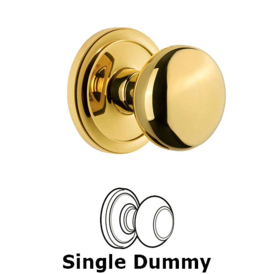 Grandeur Circulaire Rosette Dummy with Fifth Avenue Knob in Polished Brass