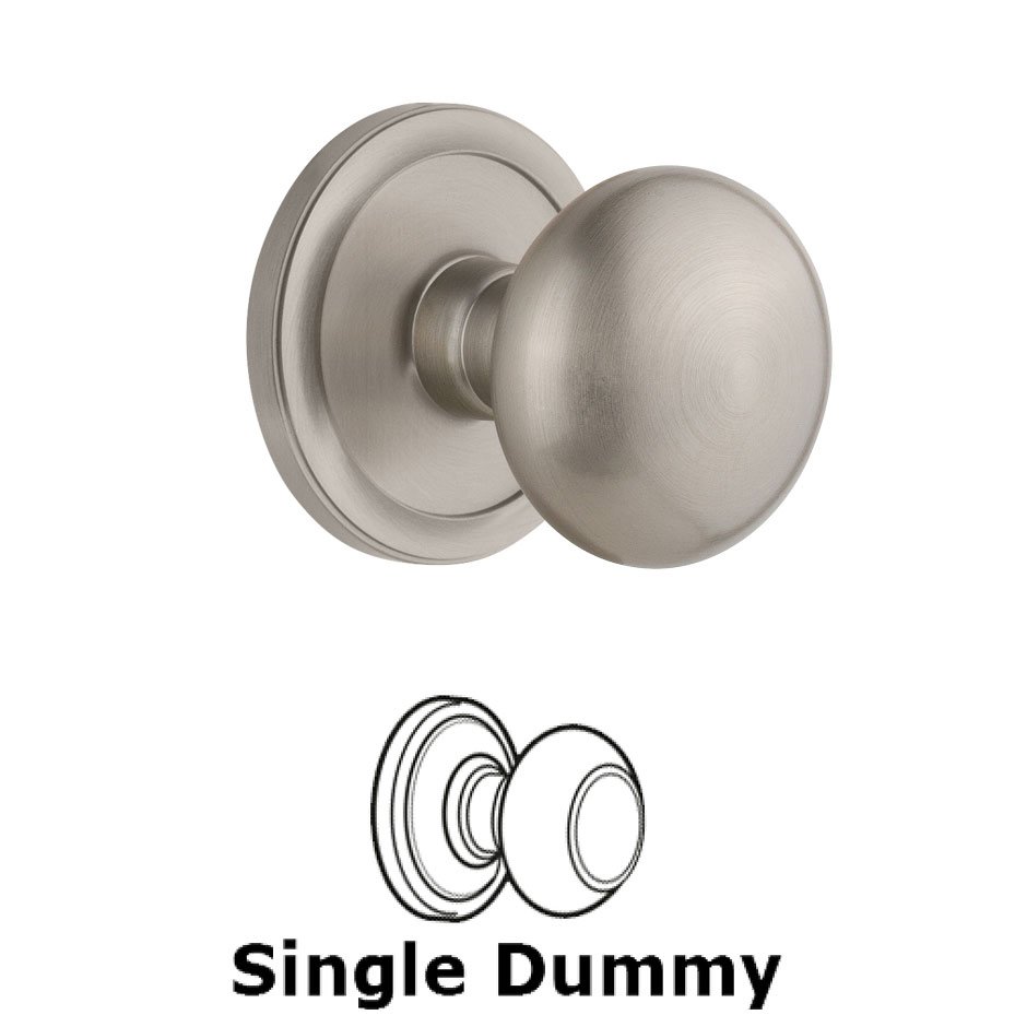 Grandeur Circulaire Rosette Dummy with Fifth Avenue Knob in Satin Nickel