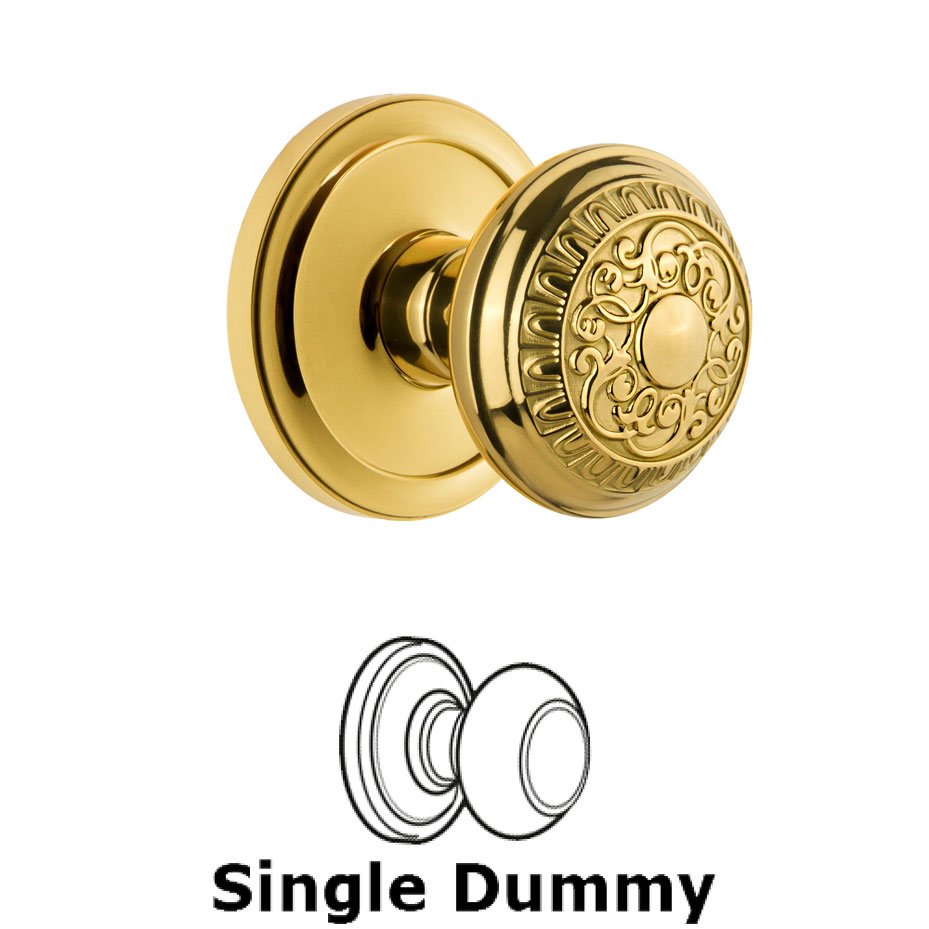 Grandeur Circulaire Rosette Dummy with Windsor Knob in Polished Brass
