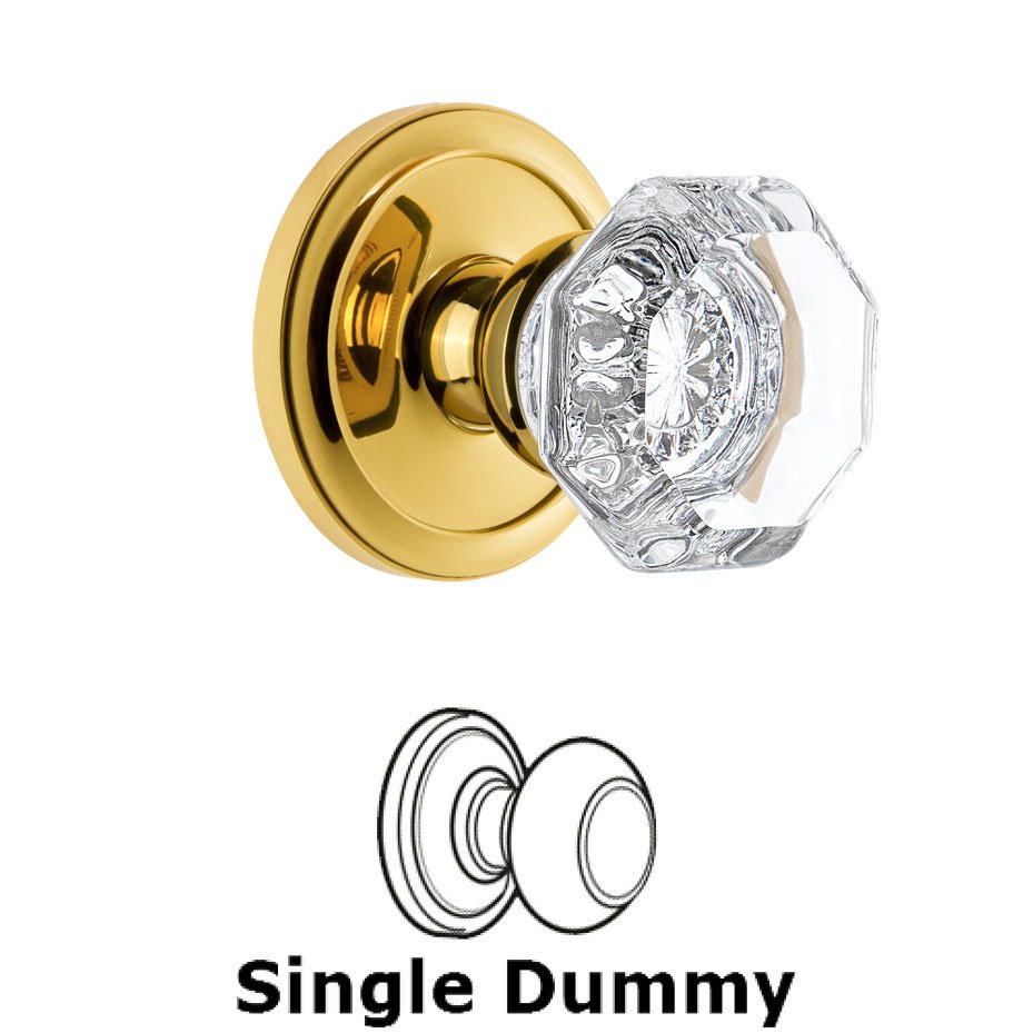 Grandeur Circulaire Rosette Dummy with Chambord Crystal Knob in Polished Brass