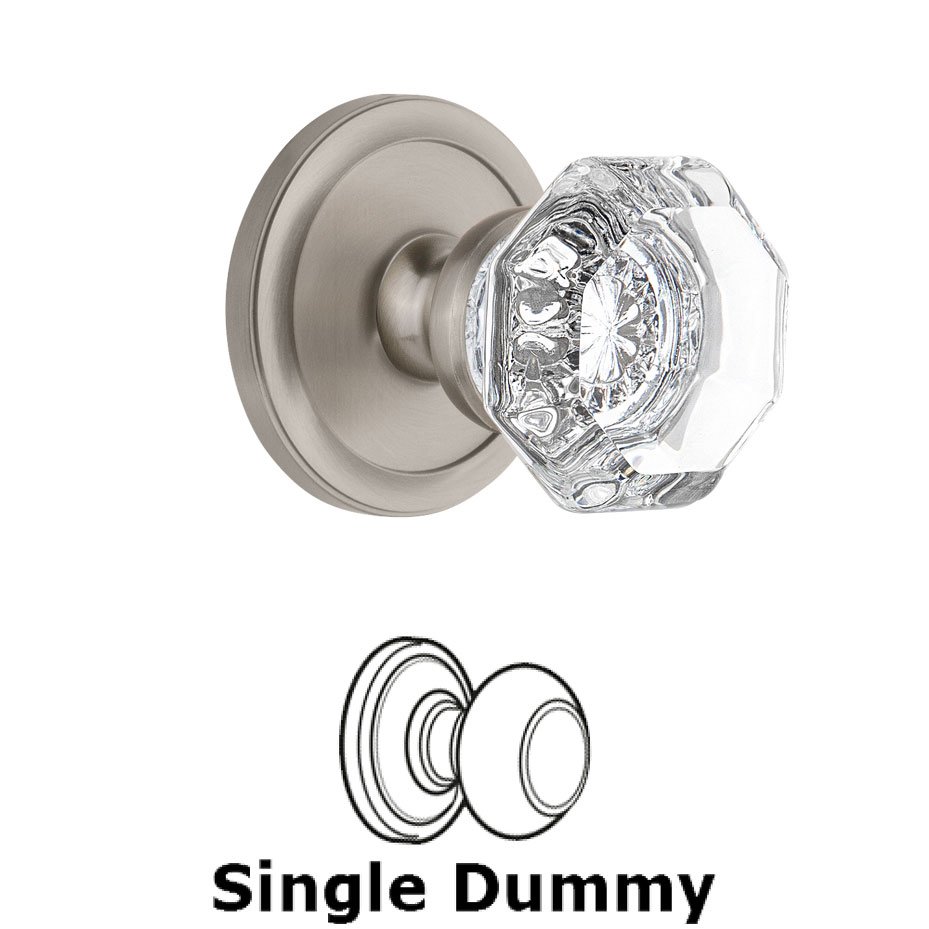 Grandeur Circulaire Rosette Dummy with Chambord Crystal Knob in Satin Nickel