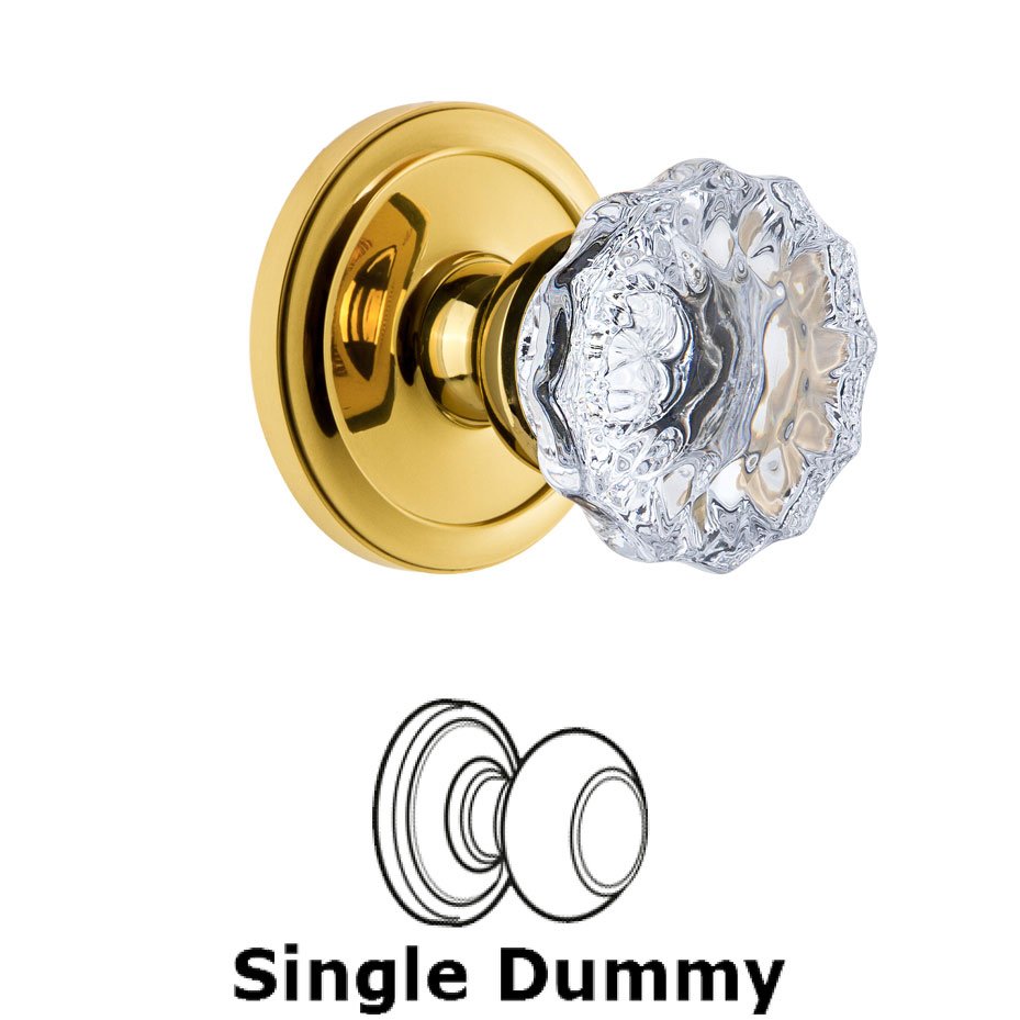 Grandeur Circulaire Rosette Dummy with Fontainebleau Crystal Knob in Polished Brass
