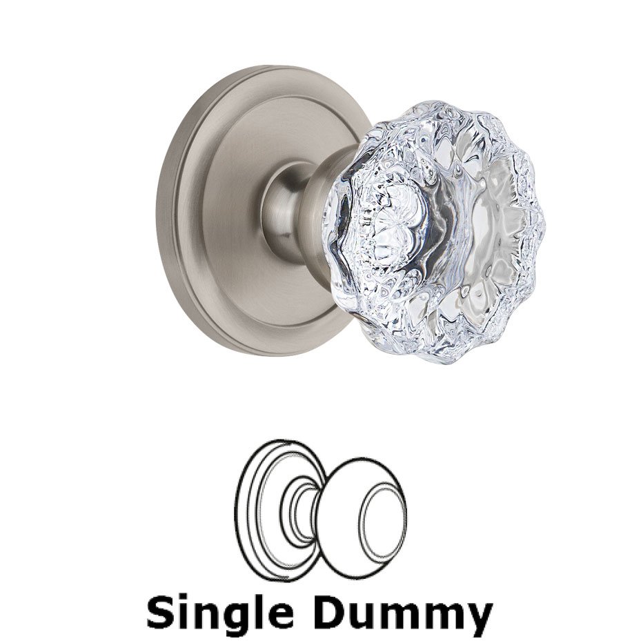 Grandeur Circulaire Rosette Dummy with Fontainebleau Crystal Knob in Satin Nickel