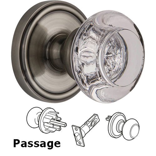 Passage Knob - Georgetown with Bordeaux Crystal Knob in Antique Pewter