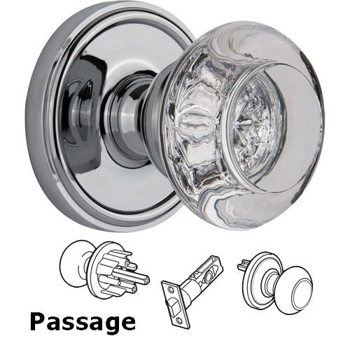 Passage Knob - Georgetown with Bordeaux Crystal Knob in Bright Chrome