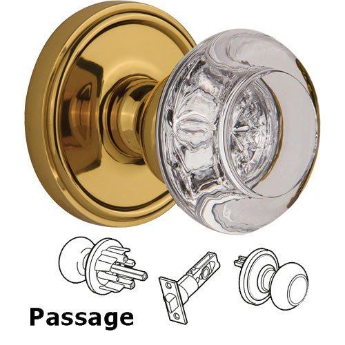 Passage Knob - Georgetown with Bordeaux Crystal Knob in Lifetime Brass
