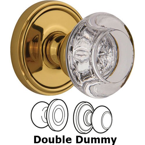 Double Dummy - Georgetown with Bordeaux Crystal Knob in Polished Brass
