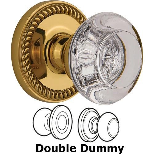Double Dummy - Newport with Bordeaux Crystal Knob in Polished Brass